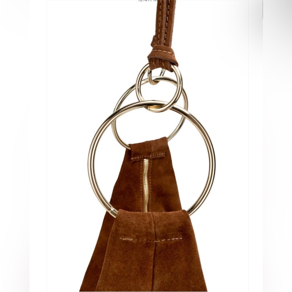 NWT Cognac Brown Suede Shoulder Bag - Picture 4 of 7